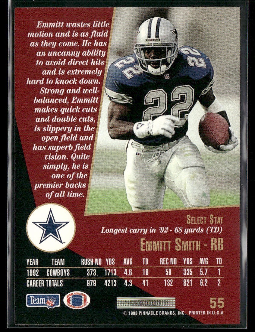Emmitt Smith Player Lot Bundle 10 Different Football Cards ES005 Cowboys back