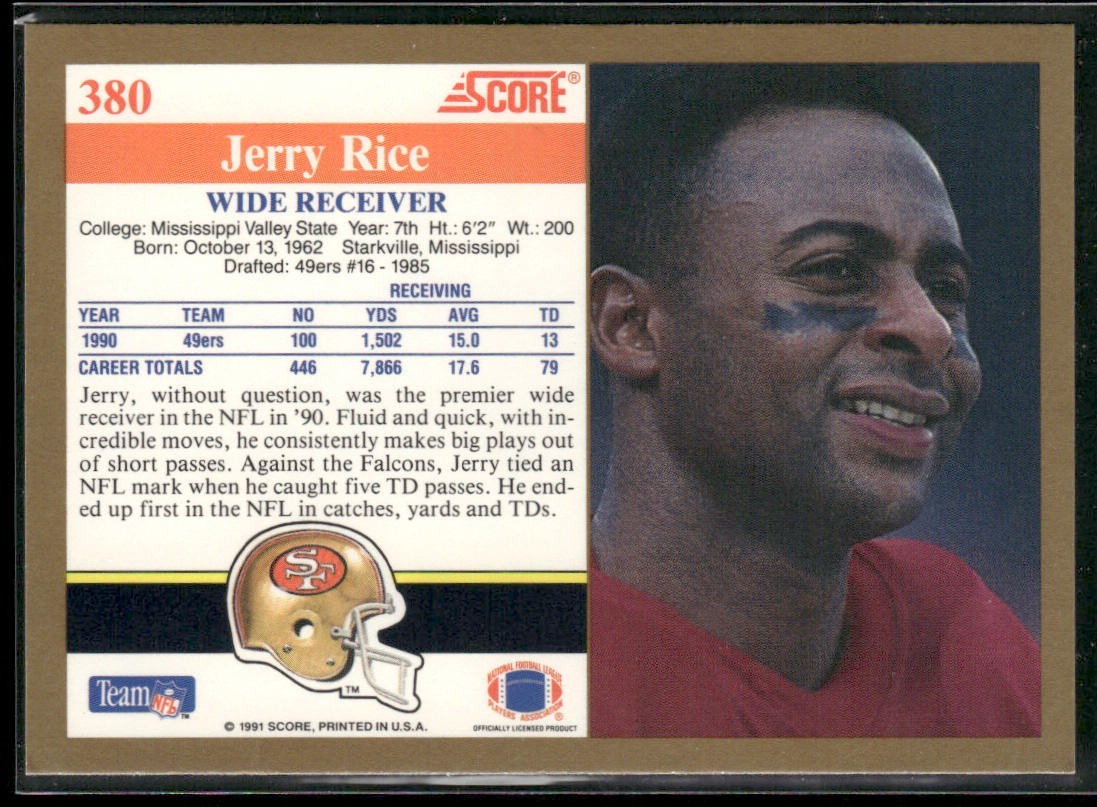 Jerry Rice Player Lot Bundle 10 Different Football Cards JR009 49ers back