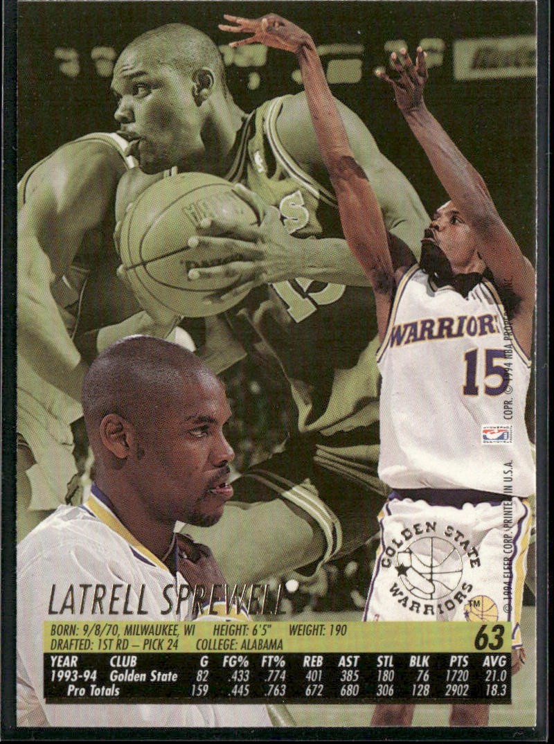 Latrell Sprewell Player Lot Bundle 10 Basketball Cards LS003 Warriors 1 RC back