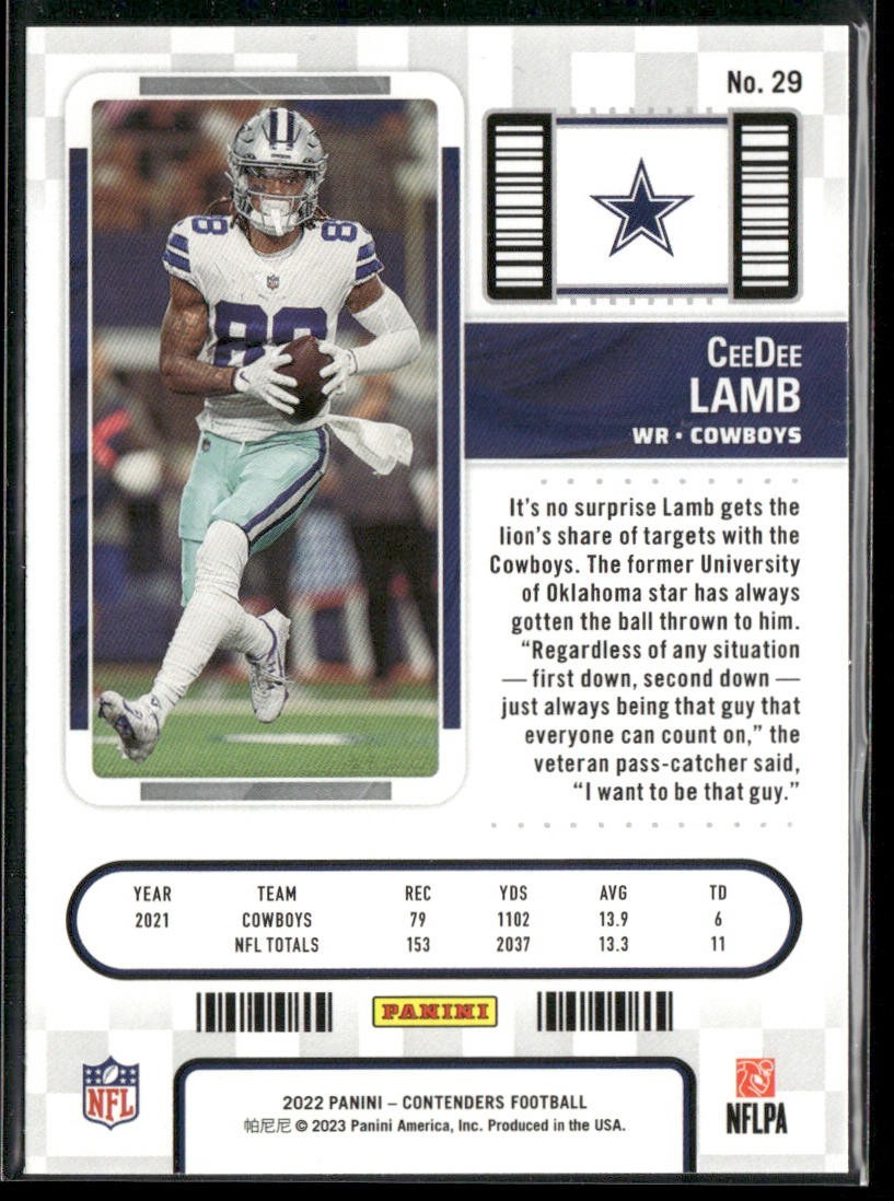 CeeDee Lamb Player Lot Bundle 10 Different Football Cards CDL002 Cowboys 2 RC back