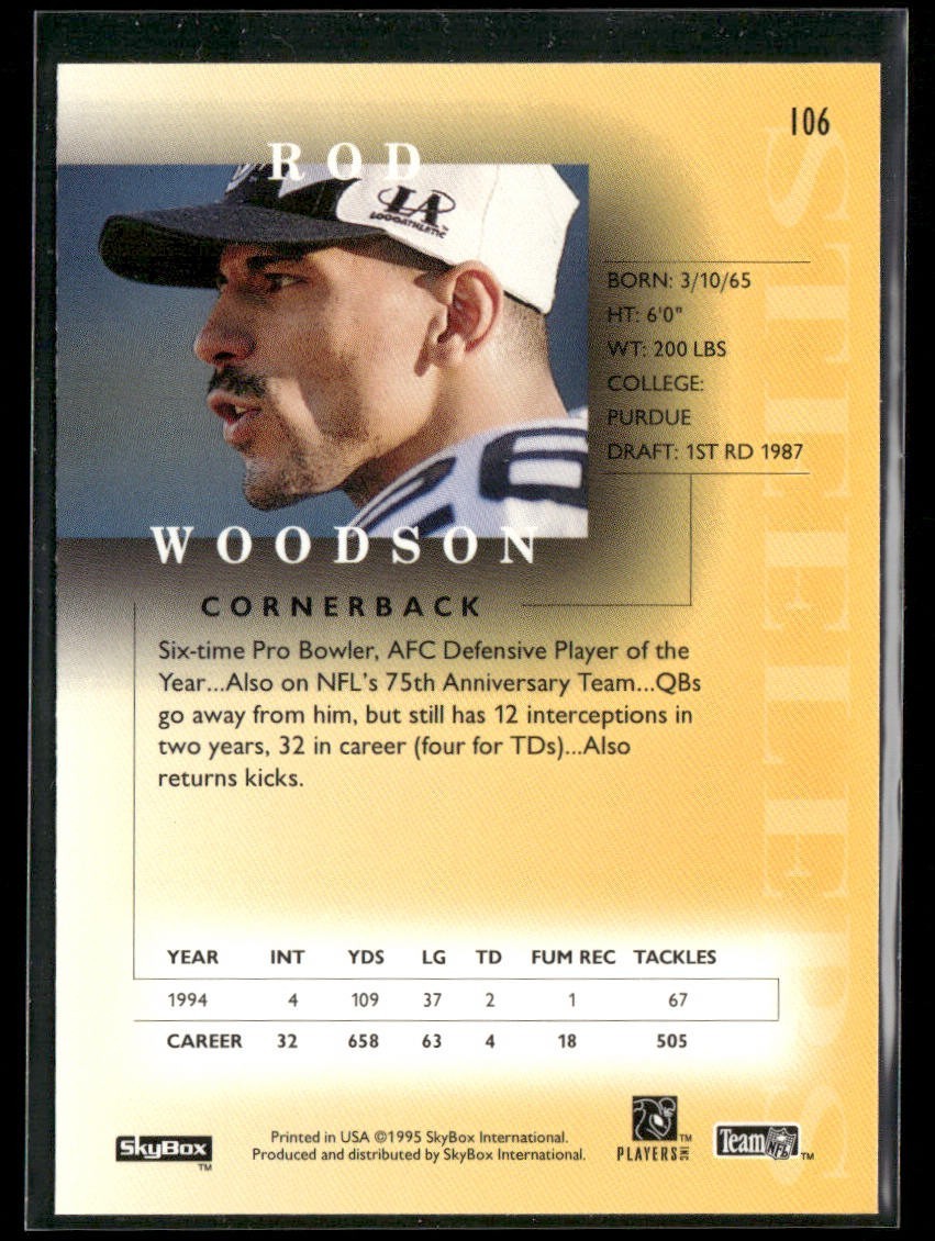 Rod Woodson Player Lot Bundle 10 Different Football Cards RW008 Steelers back