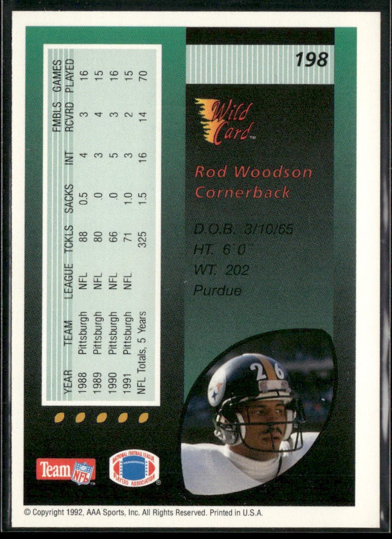 Rod Woodson Player Lot Bundle 10 Different Football Cards RW001 Steelers back