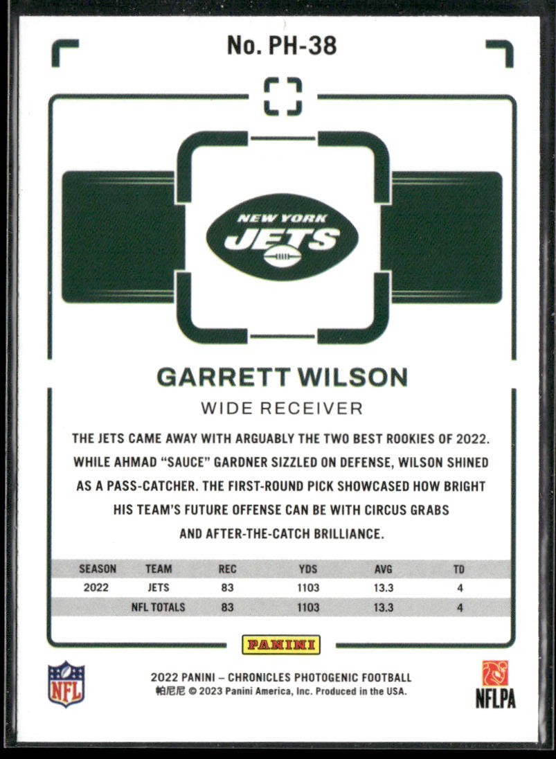 Garrett Wilson Player Lot Bundle 10 Different Football Cards GW001 Jets 1 RC back