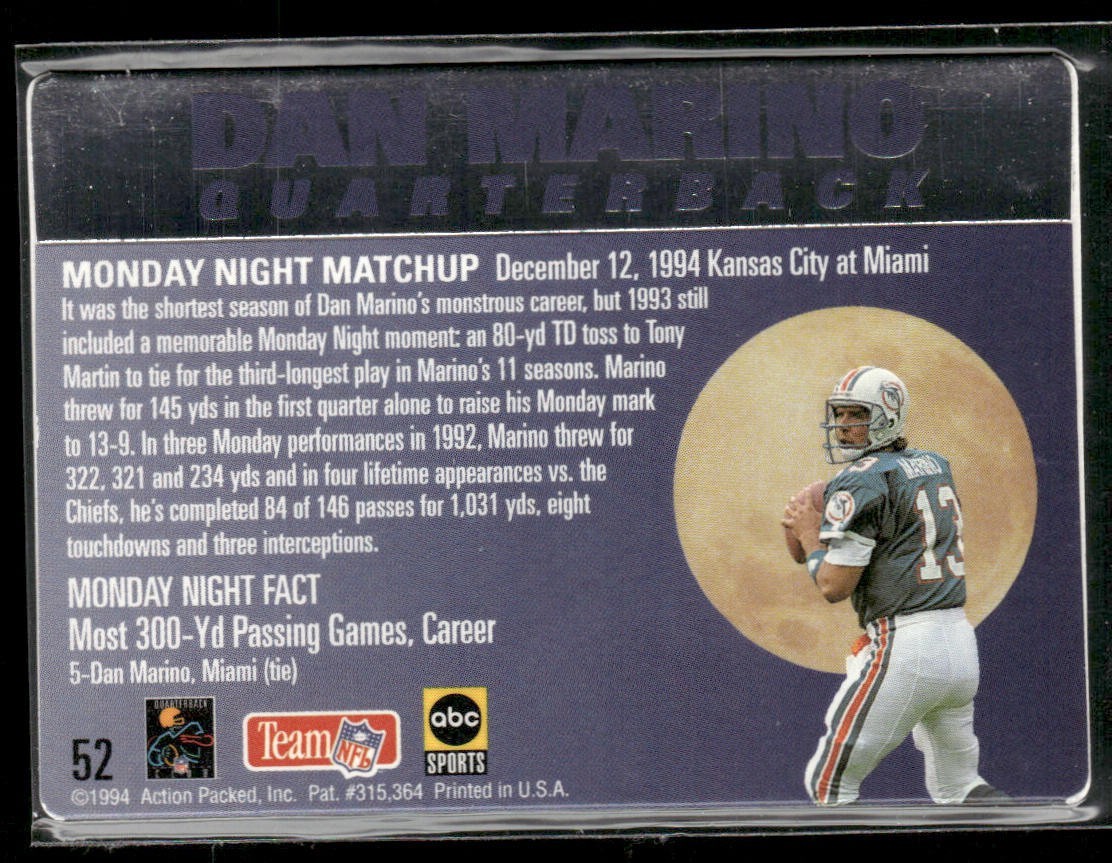 Dan Marino Player Lot Bundle 10 Different Football Cards DM006 Dolphins back