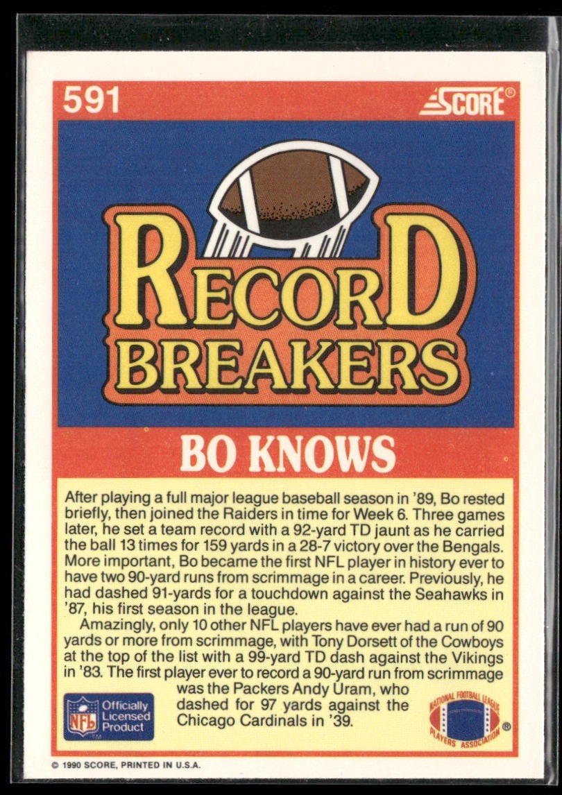 Bo Jackson Player Lot Bundle 10 Different Football Cards BOJ002 Raiders back