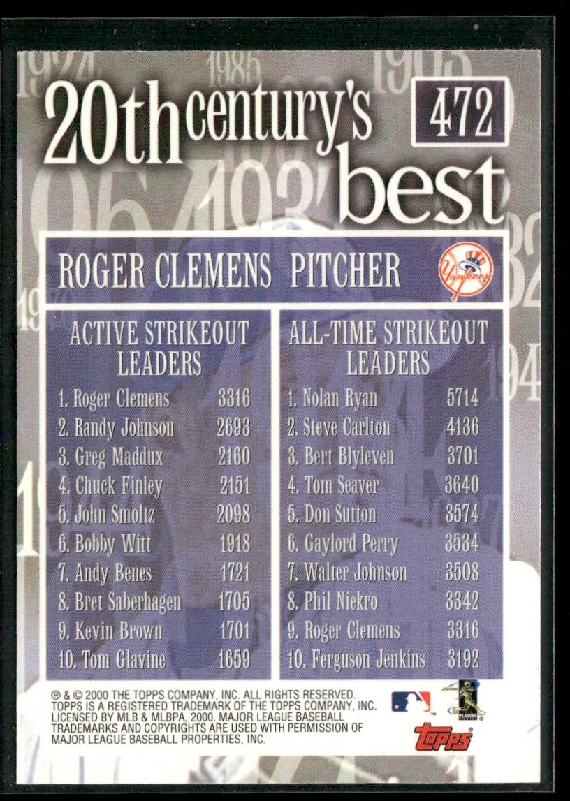 Roger Clemens Lot Bundle 10 Different Baseball Cards RC003 Red Sox Yankees back