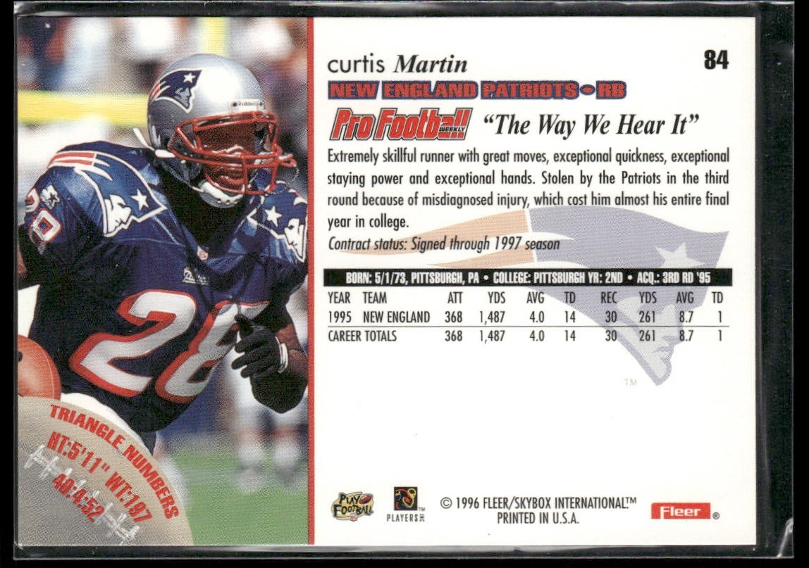 Curtis Martin Player Lot Bundle 10 Different Football Cards CM002 1 RC back