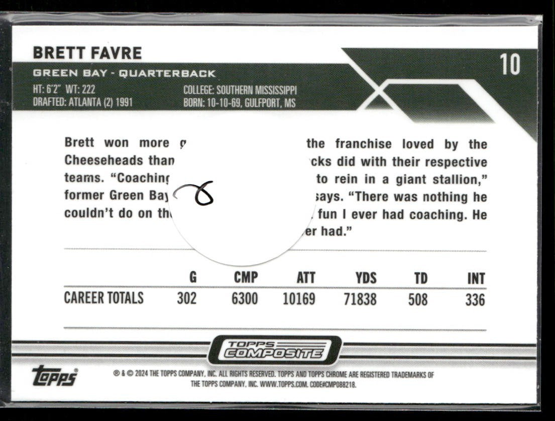 Brett Favre Player Lot Bundle 10 Different Football Cards BF001 Packers back