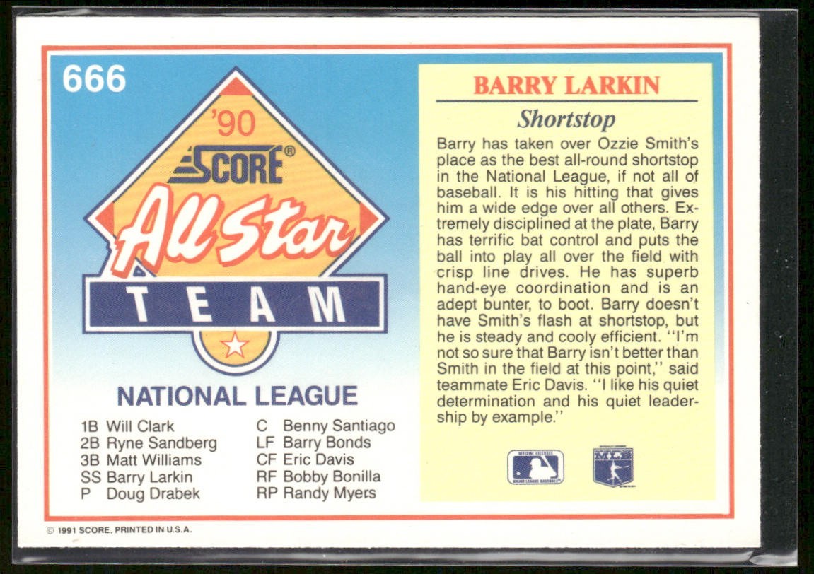 Barry Larkin Player Lot Bundle 10 Different Baseball Cards BL001 Reds back