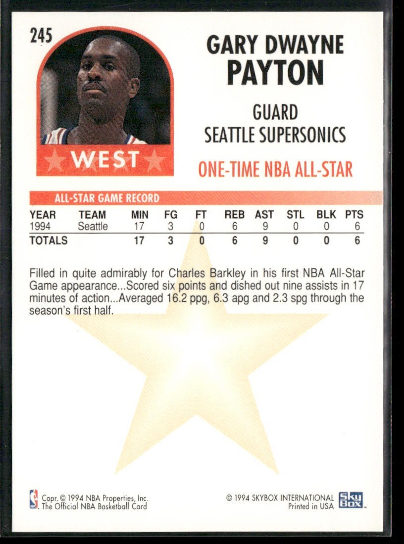 Gary Payton Player Lot Bundle 10 Basketball Cards GP003 Supersonics back