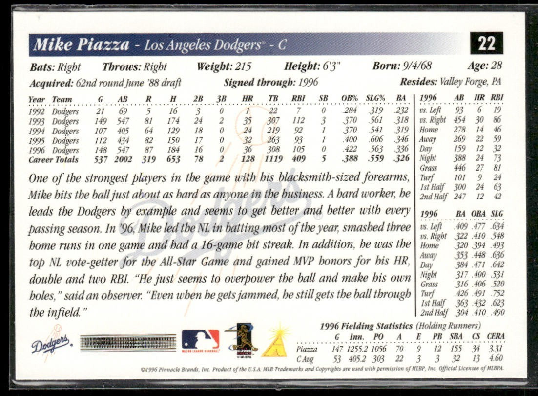 Mike Piazza Player Lot Bundle 10 Different Baseball Cards MP003 Dodgers Mets back
