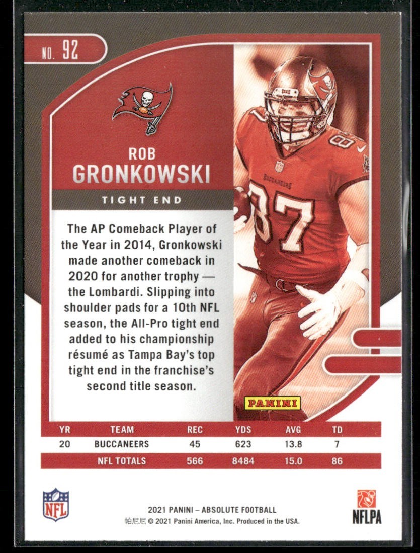 Rob Gronkowski Player Lot Bundle 10 Different Football Cards RG001 Patriots back