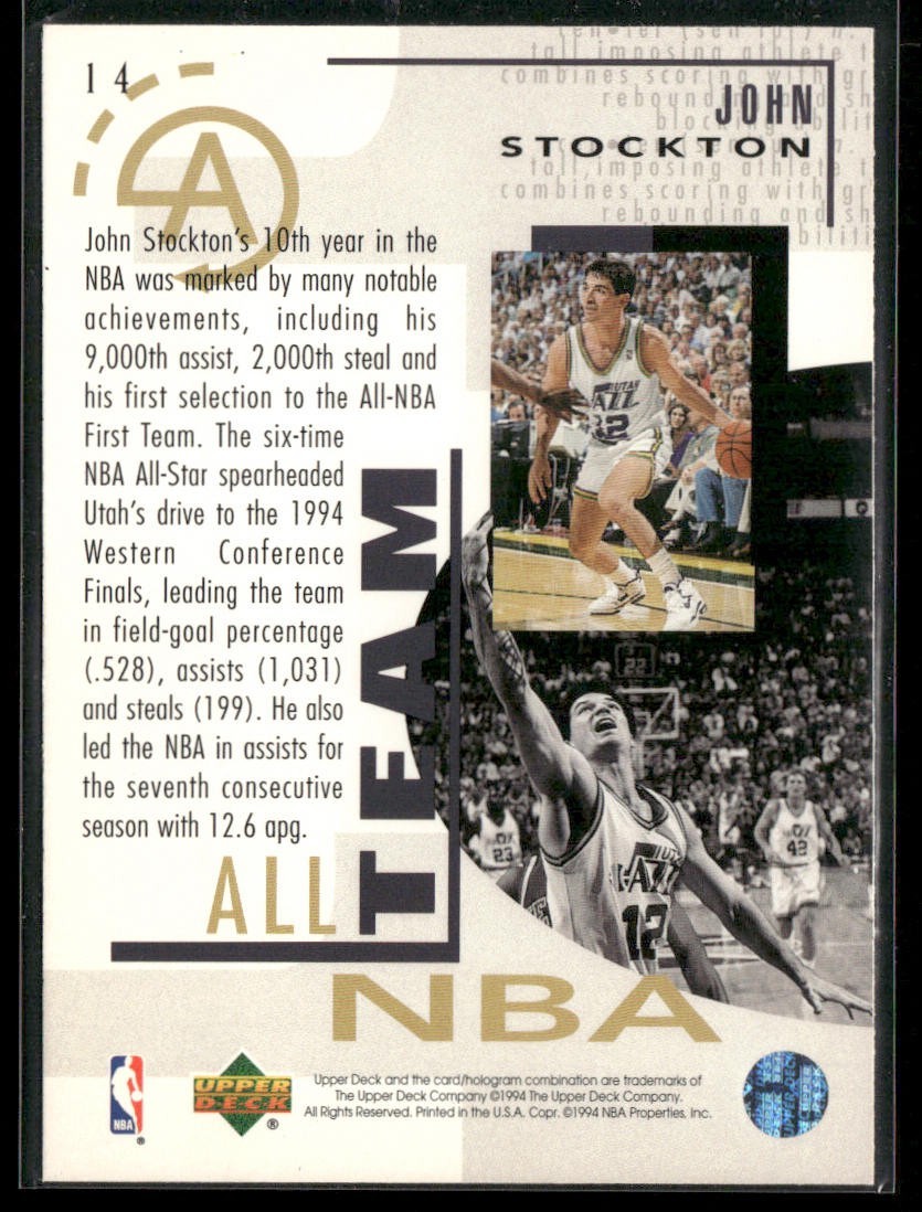 John Stockton Player Lot Bundle 10 Basketball Cards JS001 Utah Jazz back