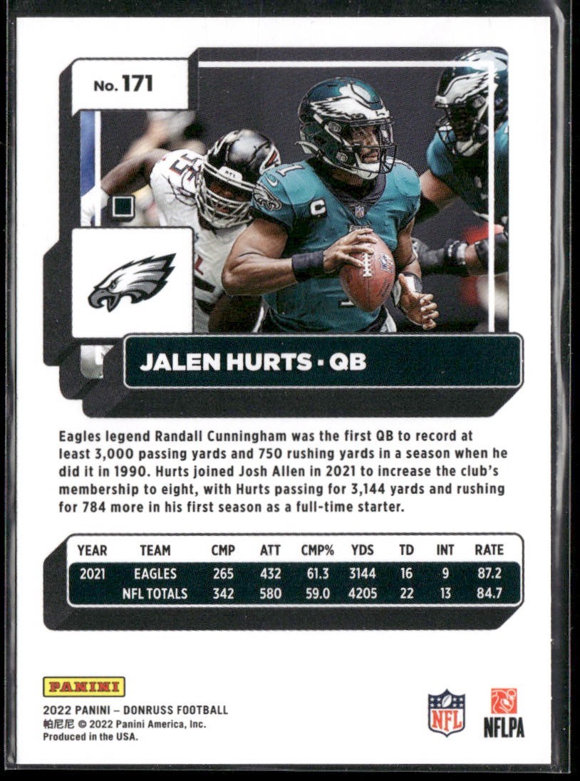 Jalen Hurts Player Lot Bundle 10 Different Football Cards JH002 Eagles back