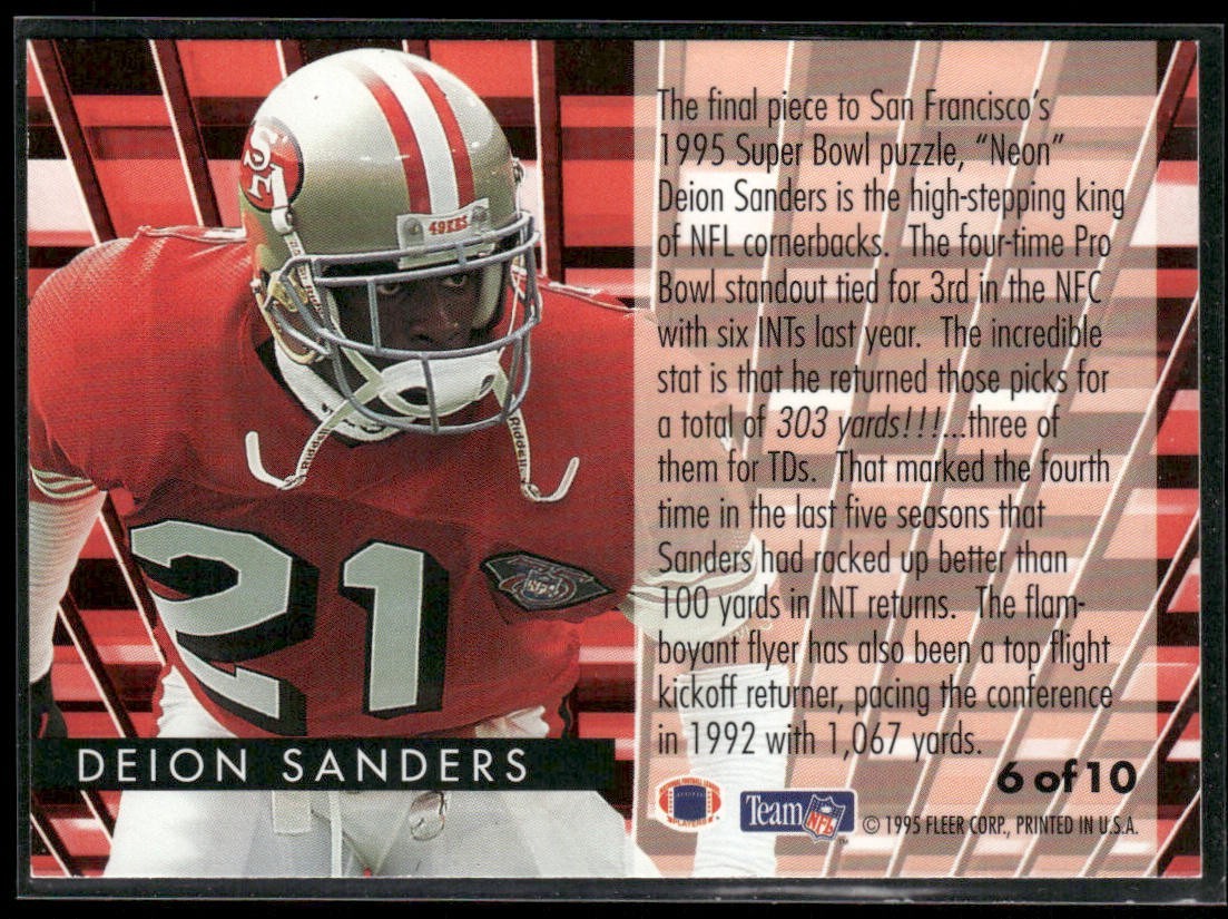 Deion Sanders Player Lot Bundle 10 Different Football Cards DS004 Falcons 49ers back