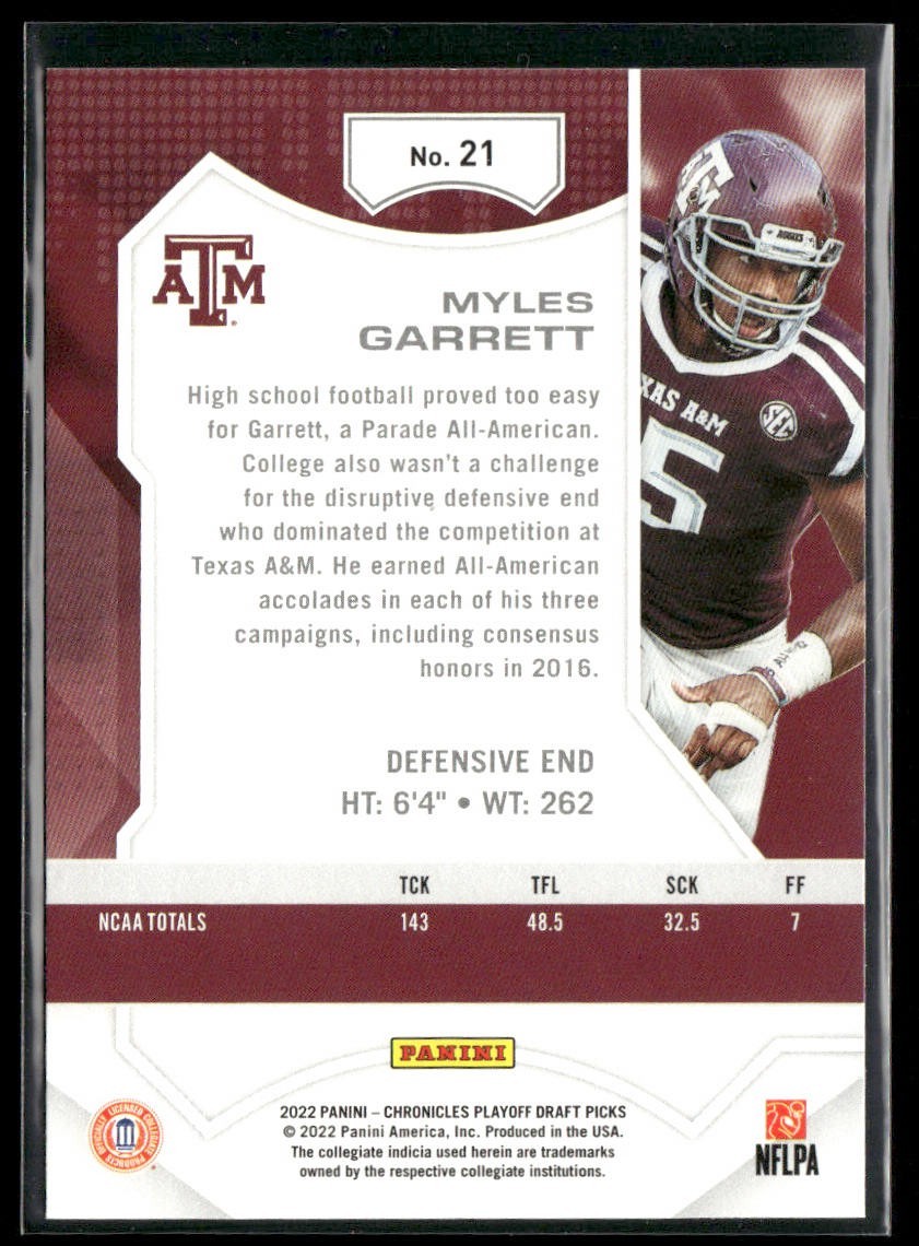 Myles Garrett Player Lot Bundle 10 Different Football Cards MG001 Browns back