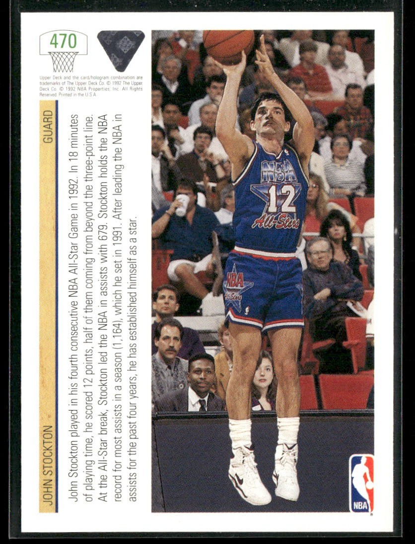 John Stockton Player Lot Bundle 10 Basketball Cards JS005 Utah Jazz back
