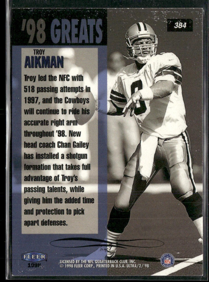 Troy Aikman Player Lot Bundle 10 Different Football Cards TA006 Cowboys back