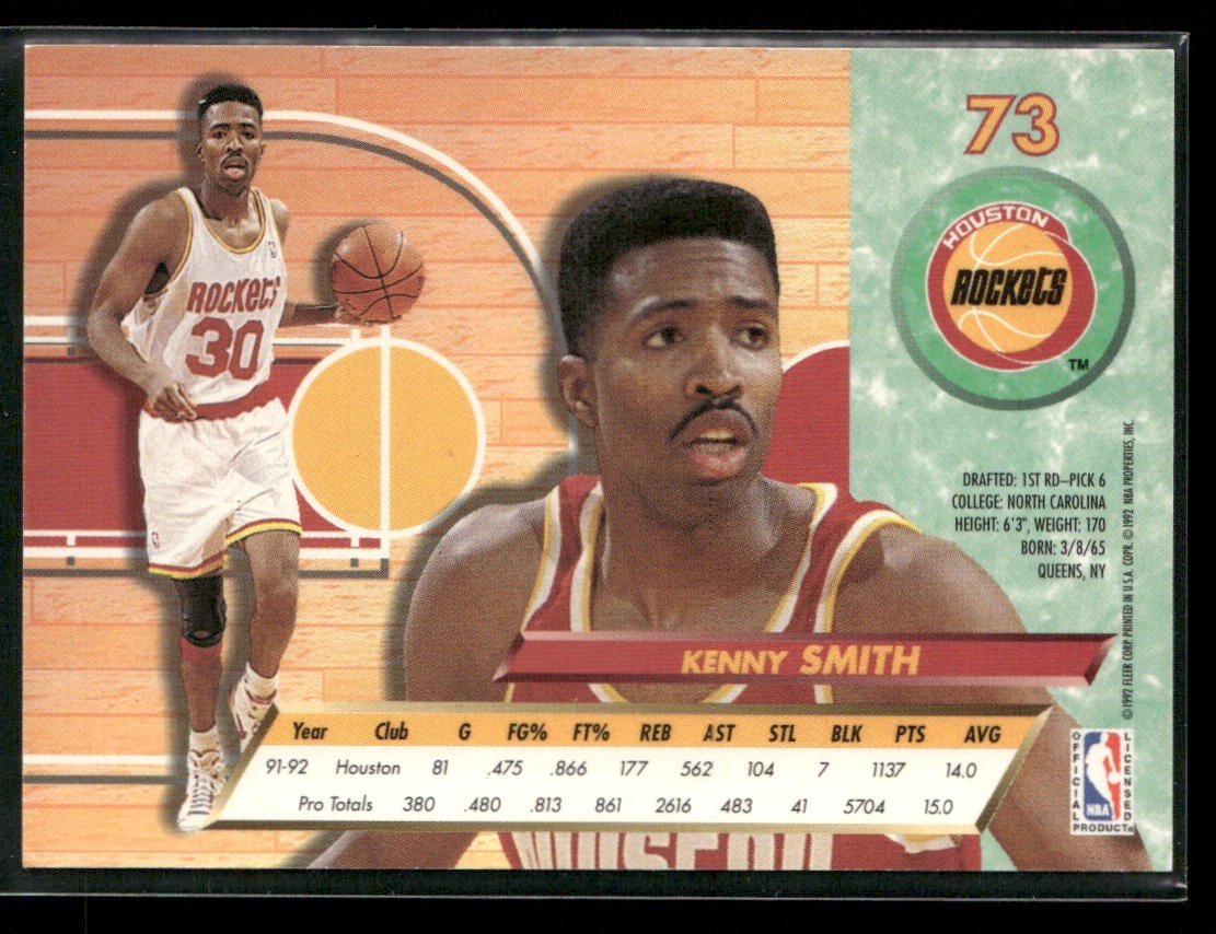 Kenny Smith Player Lot Bundle 10 Basketball Cards KS002 Rockets back