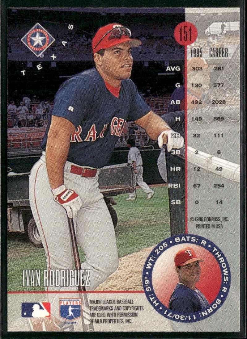 Ivan Rodriguez Player Lot Bundle 10 Different Baseball Cards IR001 Rangers back