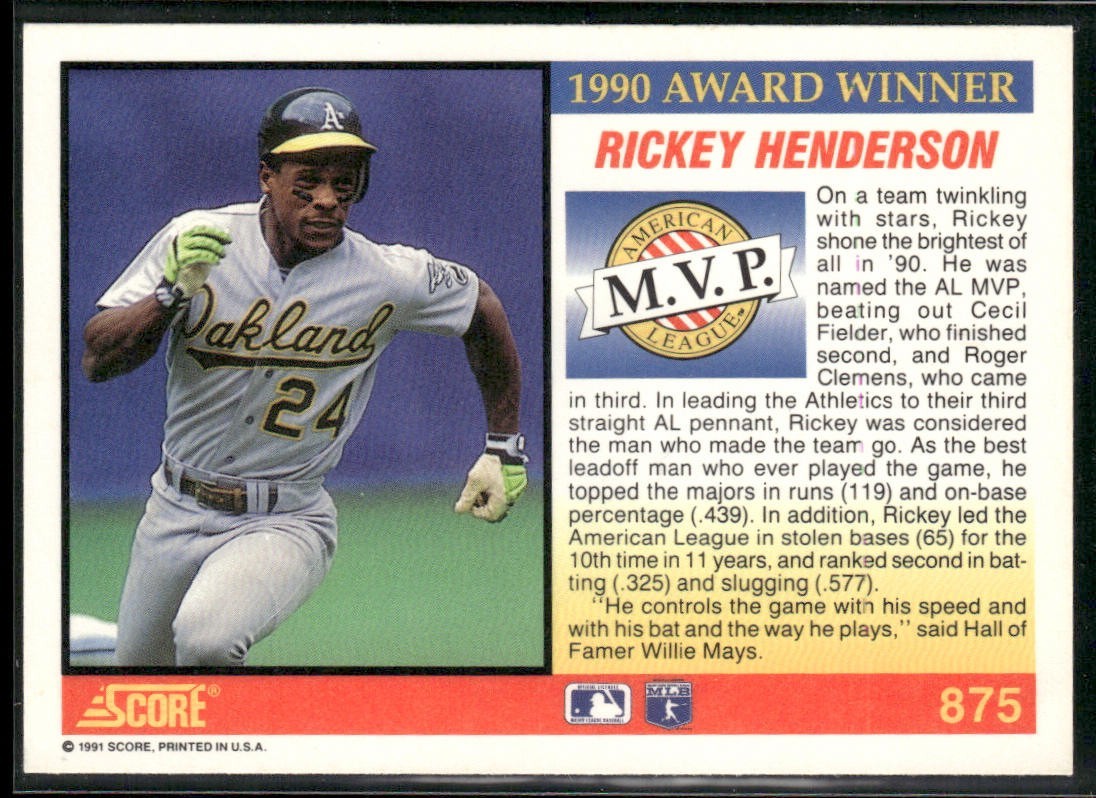 Rickey Henderson Lot Bundle 10 Different Baseball Cards RH001 Athletics back