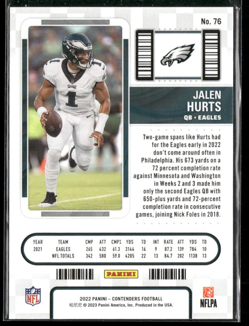 Jalen Hurts Player Lot Bundle 10 Different Football Cards JH002 Eagles back