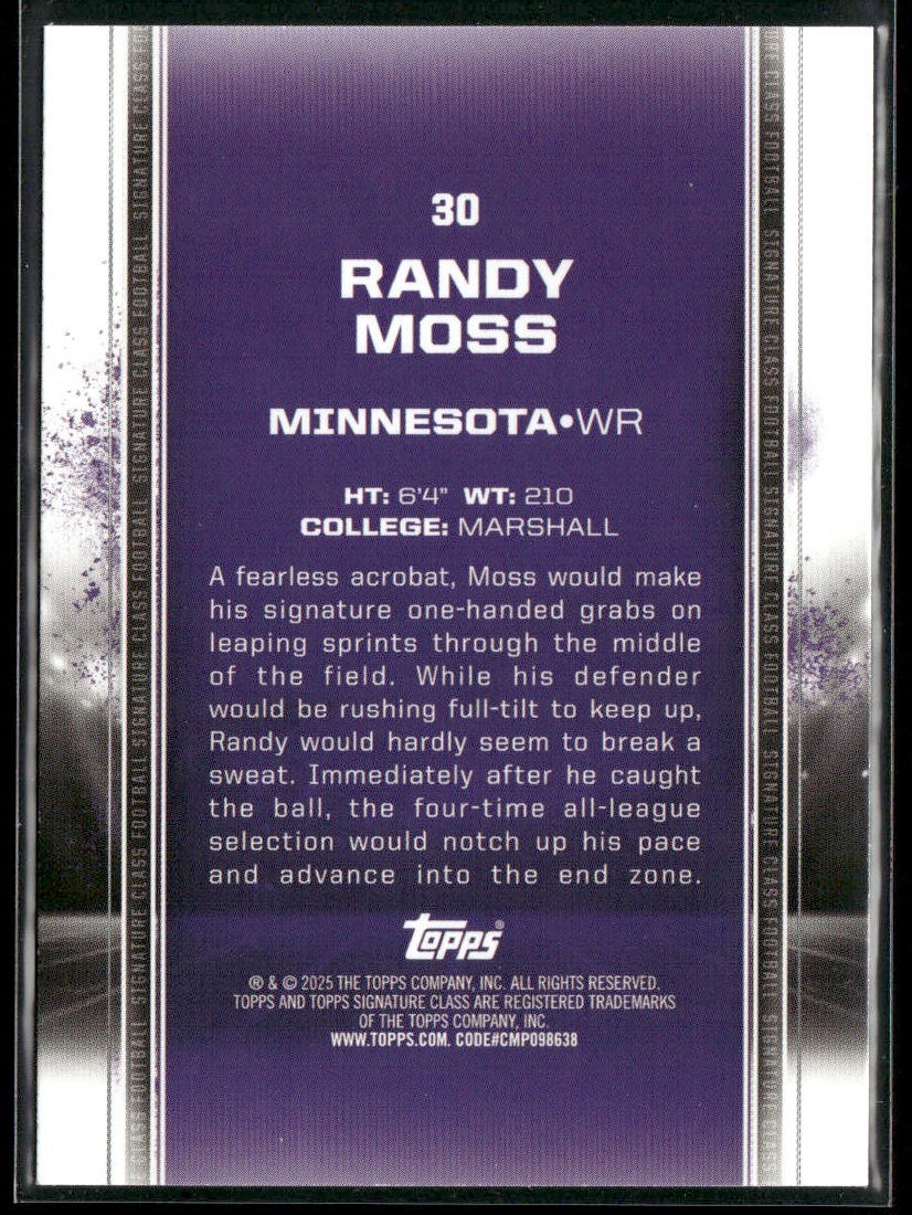 Randy Moss Player Lot Bundle 10 Different Football Cards RM001 Vikings Raiders back