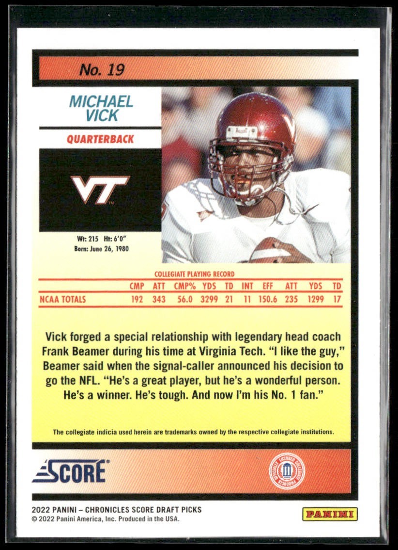 Michael Vick Player Lot Bundle 10 Different Football Cards MV001 Falcons back