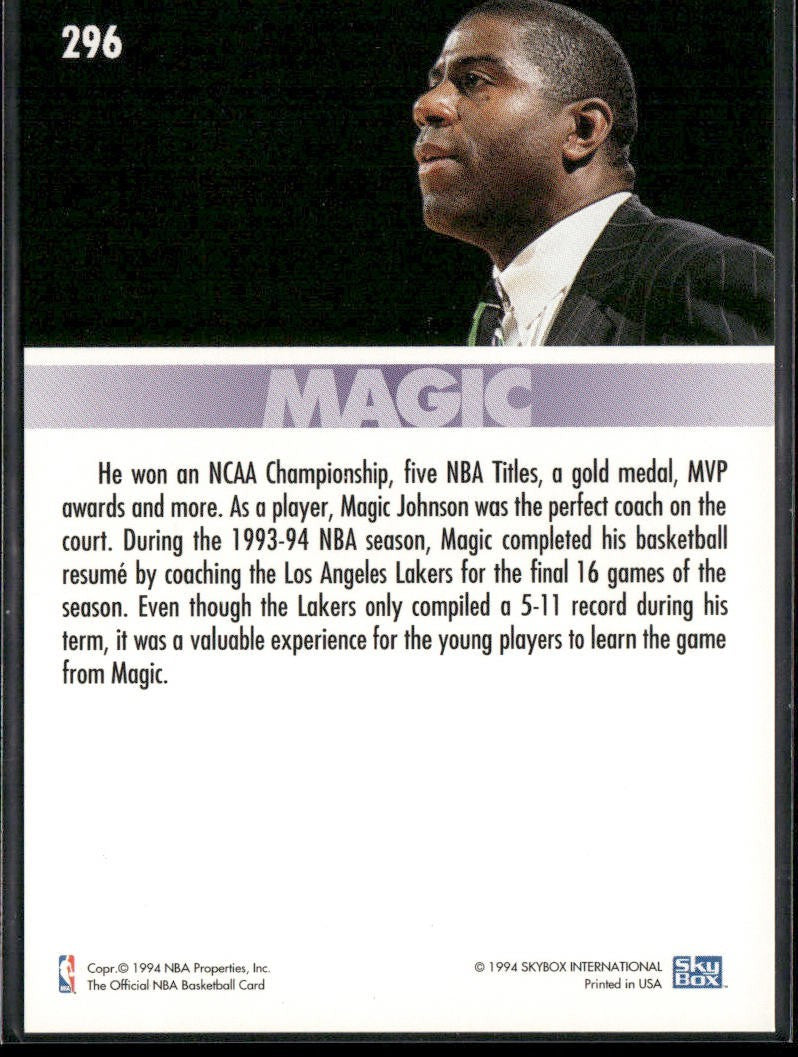 Magic Johnson Player Lot Bundle 10 Basketball Cards MJ003 Lakers back