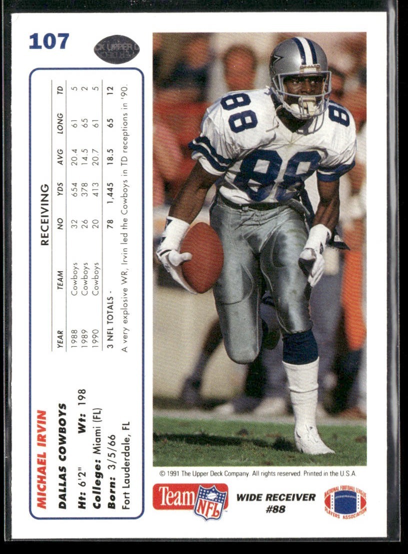 Michael Irvin Player Lot Bundle 10 Different Football Cards MI004 Cowboys back
