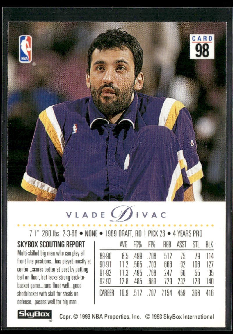 Vlade Divac Player Lot Bundle 10 Basketball Cards VD003 Lakers Hornets back