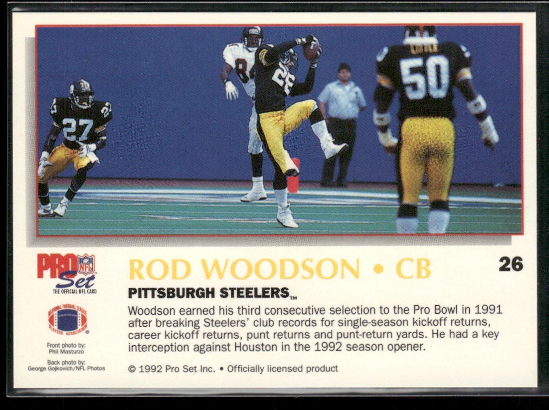 Rod Woodson Player Lot Bundle 10 Different Football Cards RW003 Steelers back