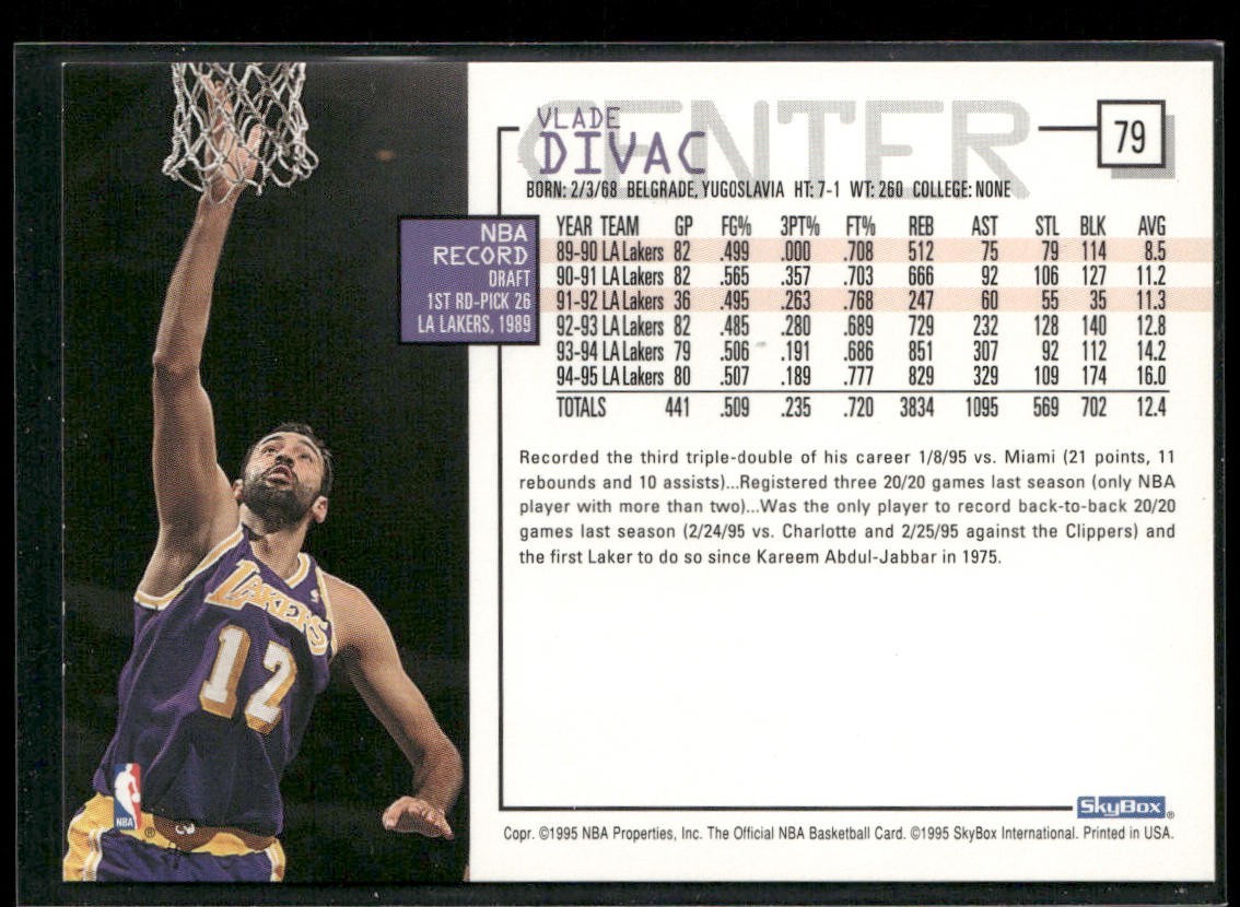 Vlade Divac Player Lot Bundle 10 Basketball Cards VD003 Lakers Hornets back