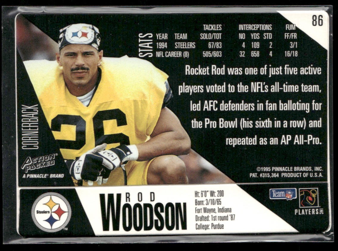 Rod Woodson Player Lot Bundle 10 Different Football Cards RW005 Steelers back