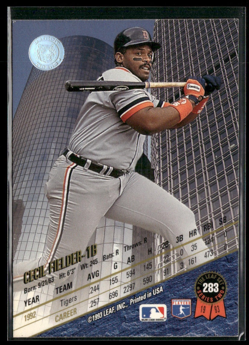 Cecil Fielder Player Lot Bundle 10 Different Baseball Cards CF002 Tigers back