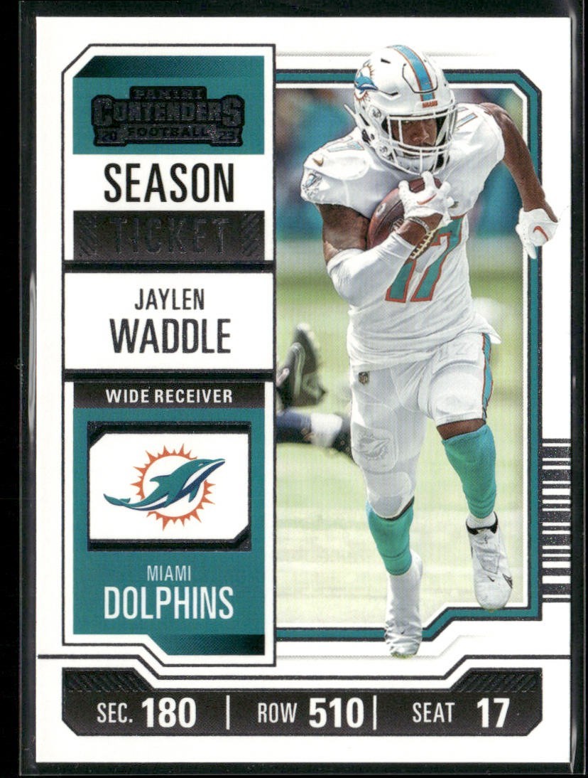 Jaylen Waddle Player Lot Bundle 10 Different Football Cards JW003 Dolphins 2 RC back