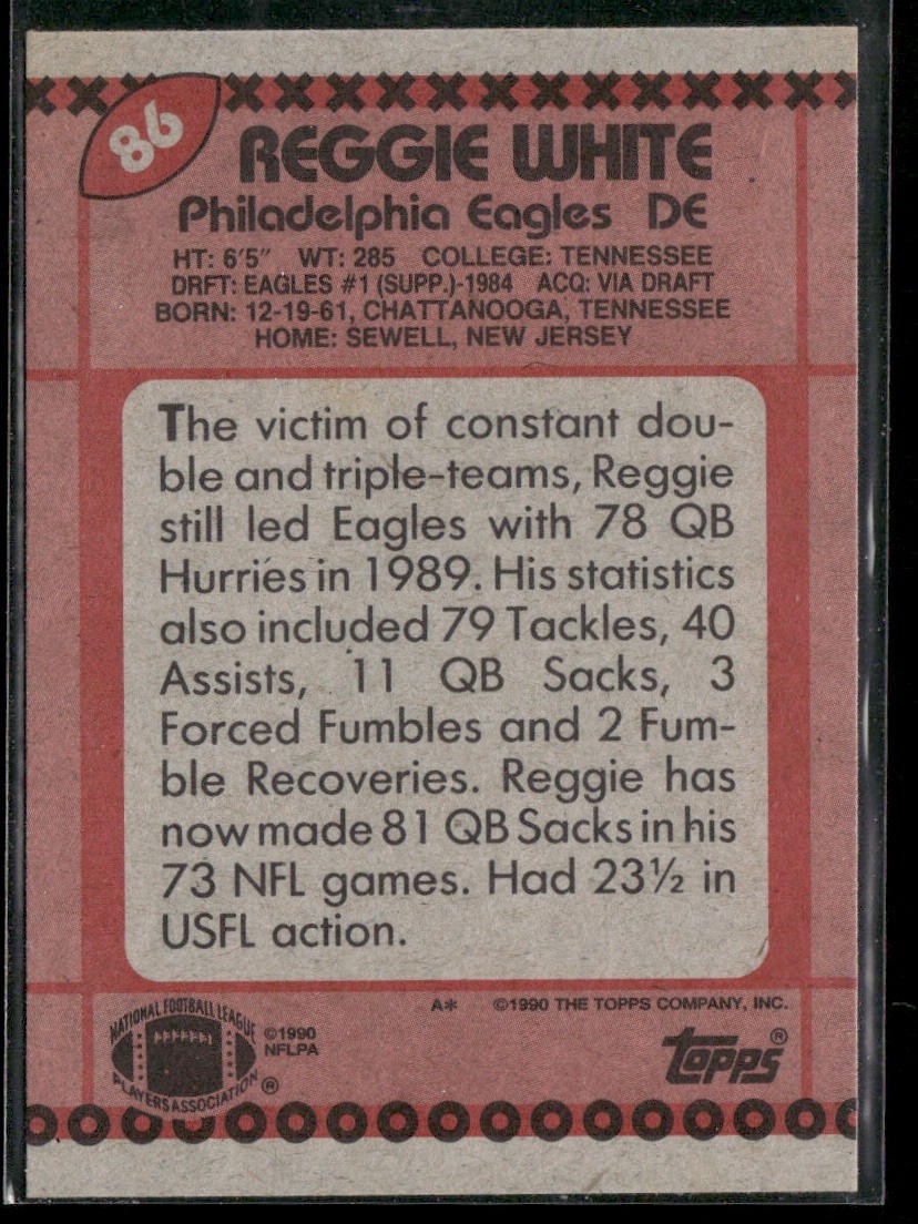 Reggie White Player Lot Bundle 10 Different Football Cards RW002 Eagles Packers back