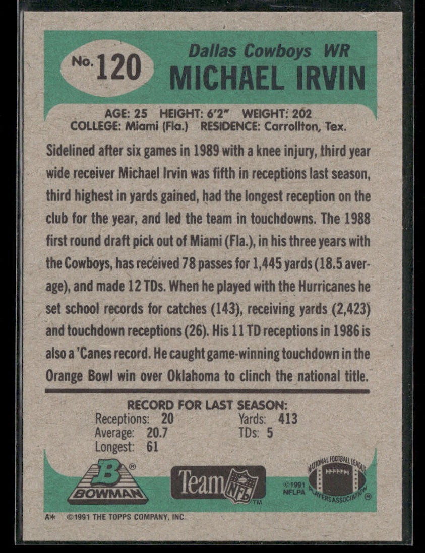 Michael Irvin Player Lot Bundle 10 Different Football Cards MI008 Cowboys back
