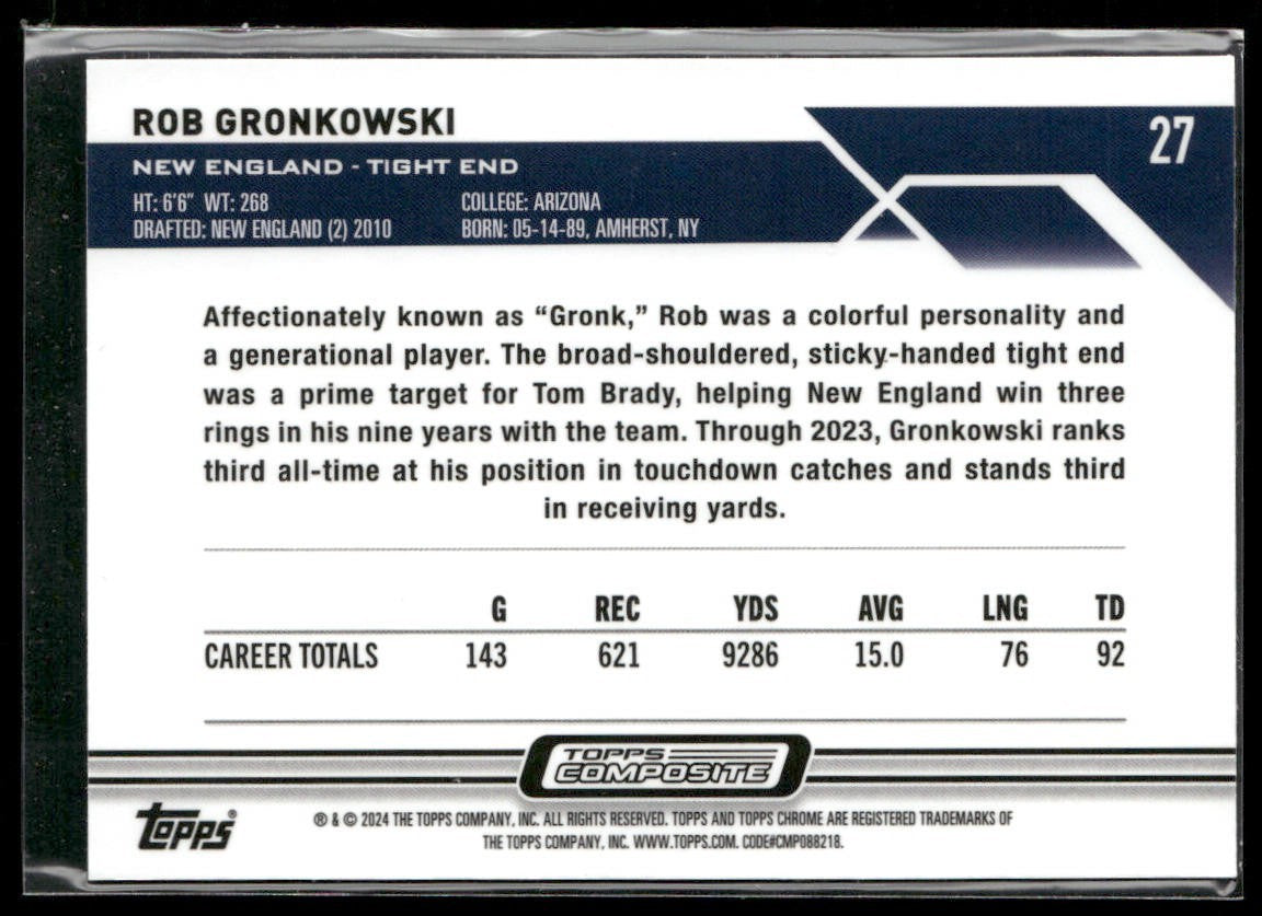 Rob Gronkowski Player Lot Bundle 10 Different Football Cards RG001 Patriots back