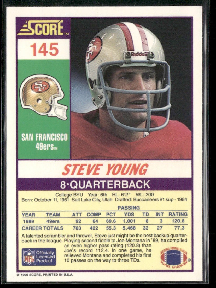 Steve Young Player Lot Bundle 10 Different Football Cards SY007 49ers back