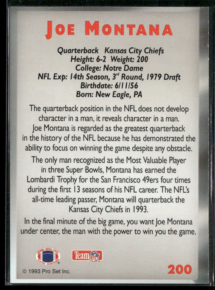 Joe Montana Player Lot Bundle 10 Different Football Cards JM003 49ers Chiefs back