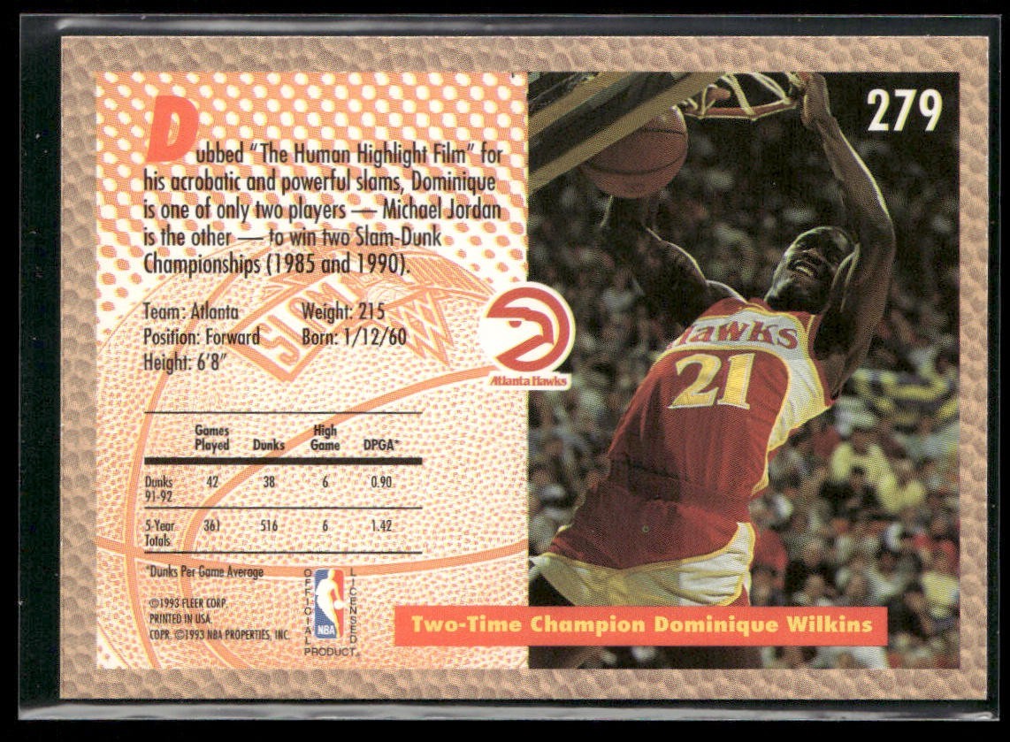 Dominique Wilkins Player Lot Bundle 10 Basketball Cards DW003 Hawks back