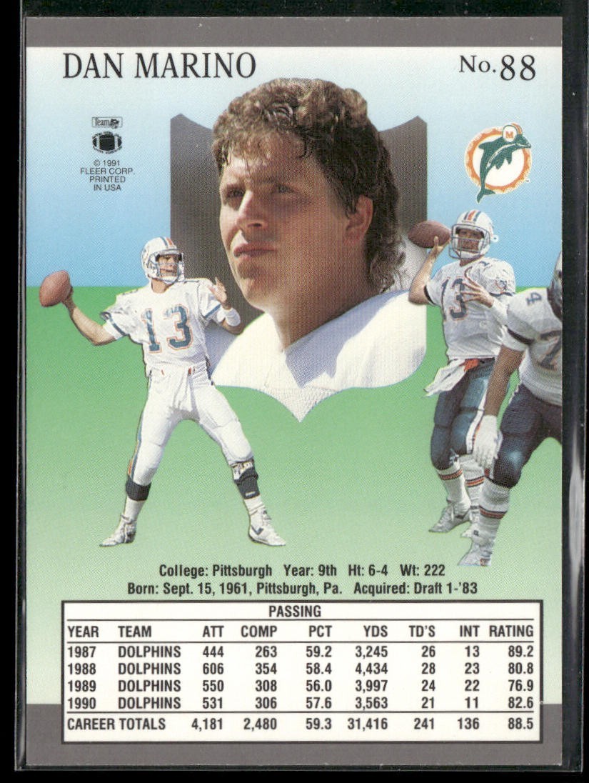 Dan Marino Player Lot Bundle 10 Different Football Cards DM003 Dolphins back