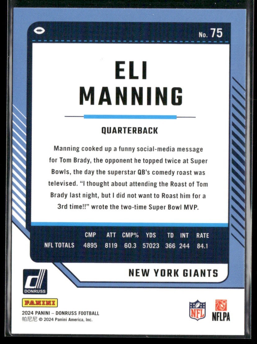 Eli Manning Player Lot Bundle 10 Football Cards EM001 Giants back