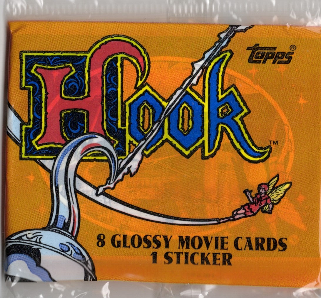1991 Topps Hook Sealed Trading Card Pack 8 Glossy Movie Cards and 1 Sticker front