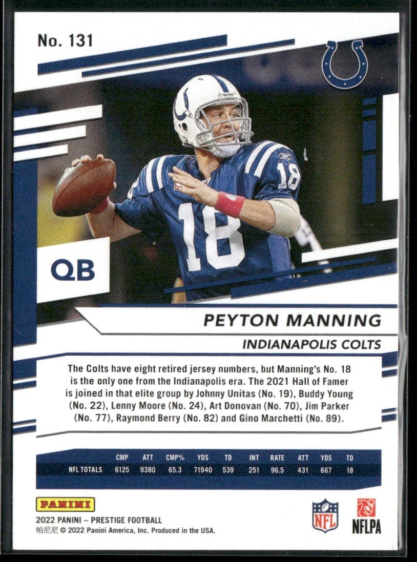Peyton Manning Player Lot Bundle 10 Different Football Cards PM002 Colts back