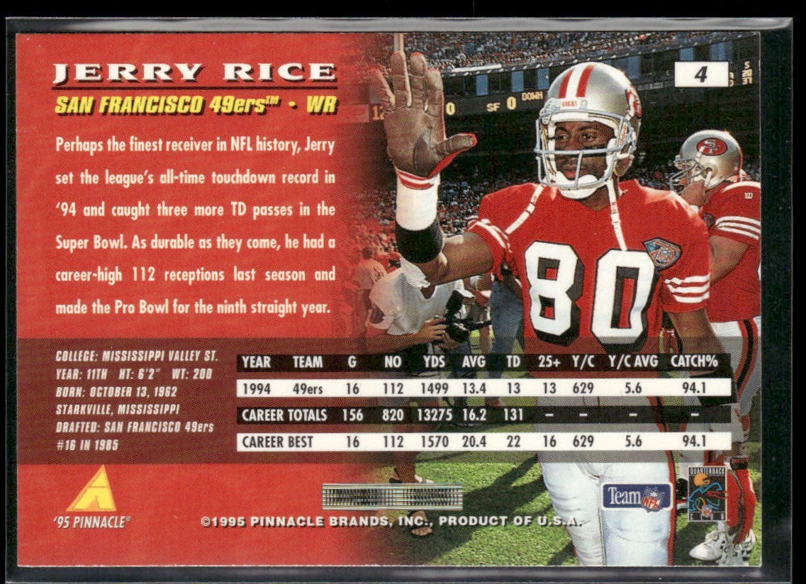 Jerry Rice Player Lot Bundle 10 Different Football Cards JR004 49ers back