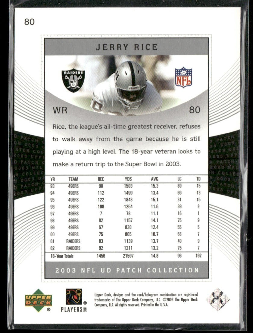 Jerry Rice Player Lot Bundle 10 Different Football Cards JR006 49ers back