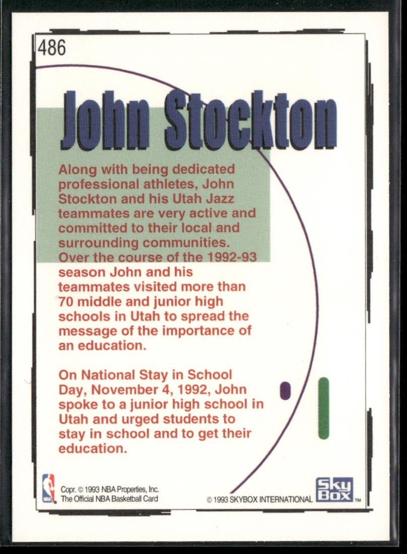 John Stockton Player Lot Bundle 10 Basketball Cards JS005 Utah Jazz back