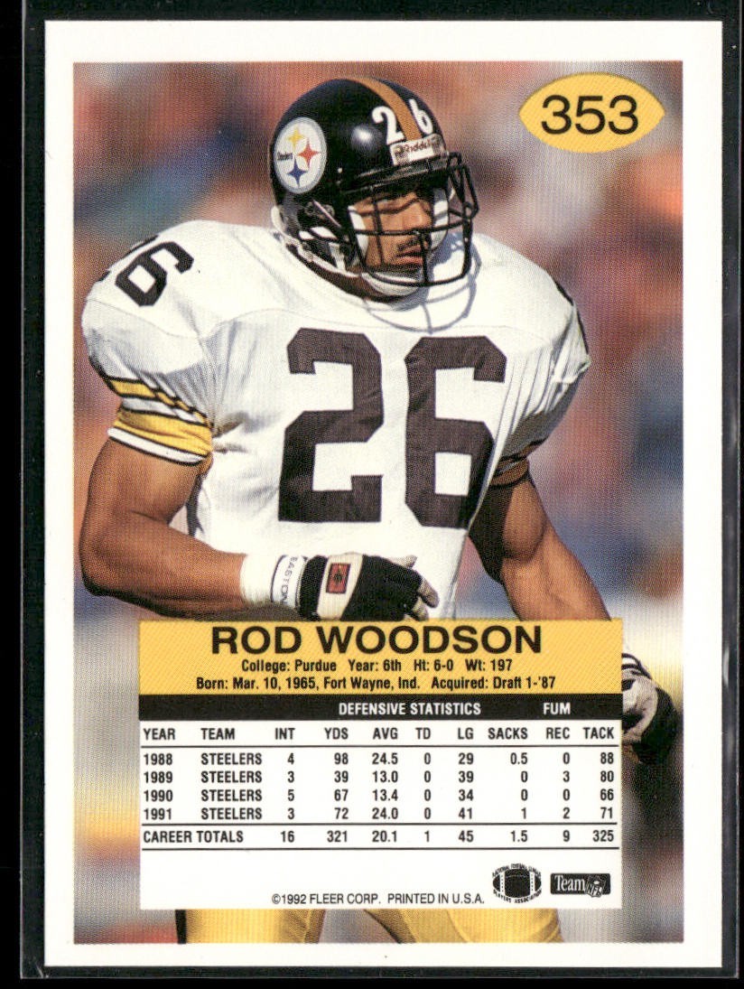 Rod Woodson Player Lot Bundle 10 Different Football Cards RW004 Steelers back